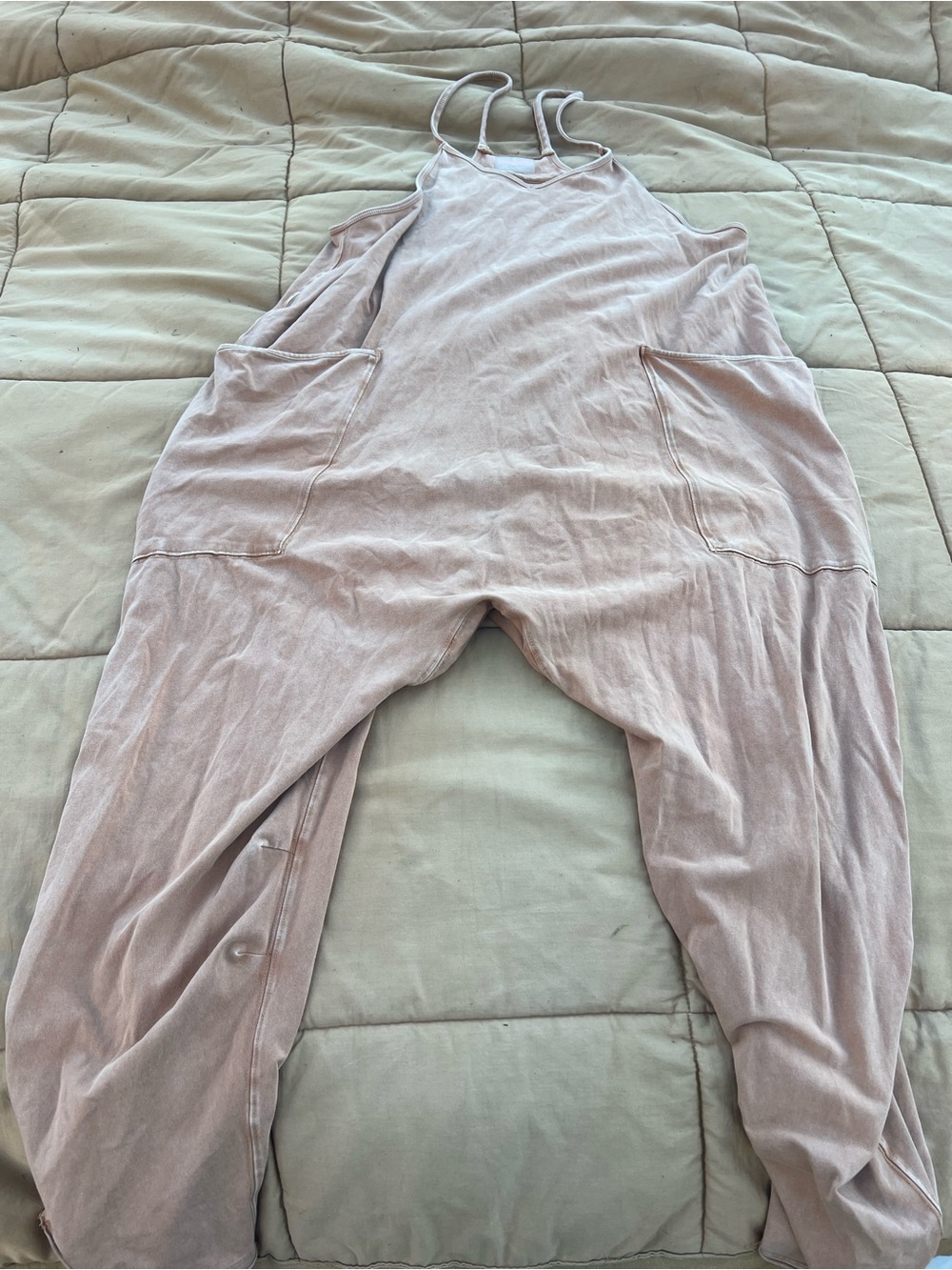 FP Movement Tan Hot Shot Harem Drop Crotch Oversized Jumpsuit Size Small